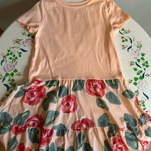 Tea Collection Peach Girls' Tee with Floral Accent